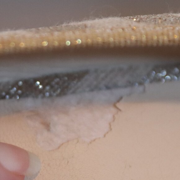 Nine West Sz 10 Espadrille Wedge Silver Metallic Stripe Gold Trim Textile Upper - Picture 9 of 16